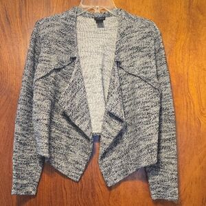Ann Taylor Black and White Open Front Cardigan